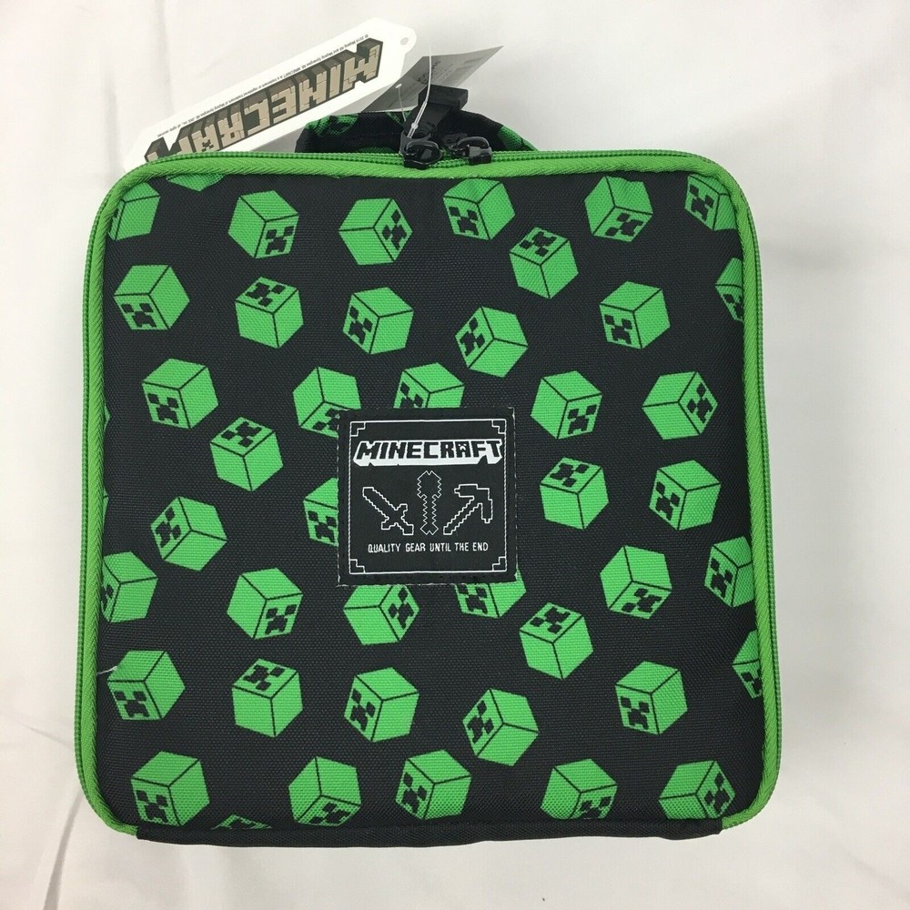 New Minecraft Green Creaper Lunch Bag Box Insulated Child